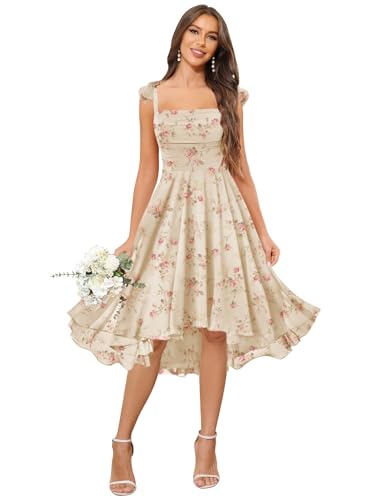 Short Chiffon Bridesmaid Dresses for Women Floral Sleeveless Formal Dress4