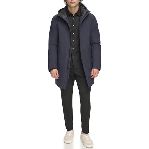 Image of DKNY Men's Water Resistant Hooded Logo Parka Jacket