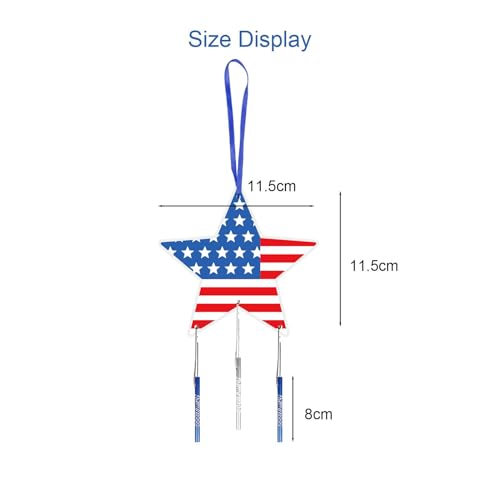 Fennoral 12 Pack Star Wind Chime Kit for Kids Make You Own Patriotic Star Wind Chimes DIY Colorful 4th of July Craft for USA Independence Day Ornaments 4th of July Art Activity