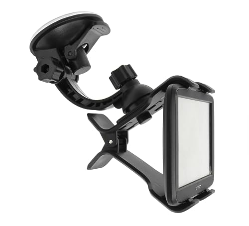 Ramtech Universal Car GPS Windshield Dual Clip Mount, Suction Cup Holder with 360° Rotating Bracket, Compatible with Tomtom Via 1535 TM / 1535 Live / 1605 TM, WMDC