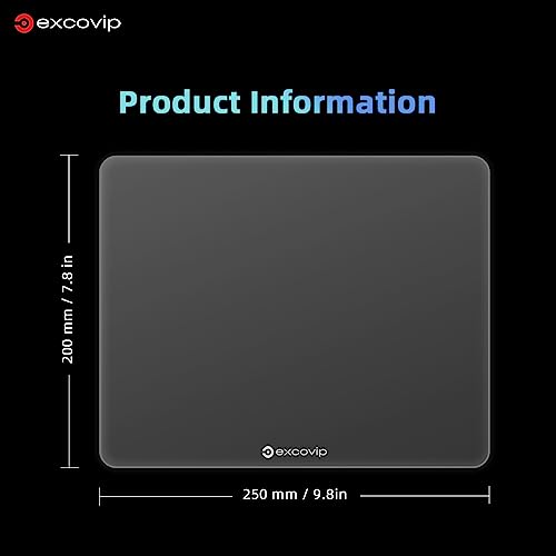 excovip ガラス マウスパッド 防水 高速で正確なコントロールマウスパッド | 250*200*3.2mm|高速で正確なコントロール 特殊ガラス表面 (クリア) 0087