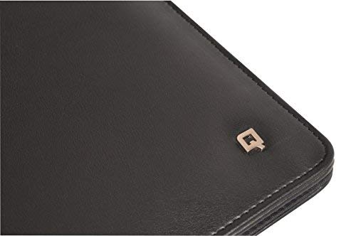 DESQ® Leder A4-Schreibmappe - Echtleder, Einsteckfäch für Dokumenten, 5 Kartenfächer, Schreibblock ausgestattet, Schwarz, Dutch Design