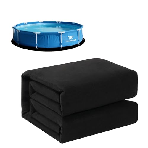 Upgrade Thicken 18ft Round Pool Liner Pad for Above Ground Pool 300g/ Seamless Swimming Pool Mat Under Pool Padding Puncture Protection Extend Liner Life Durable Geotextile Material Eco-Friendly