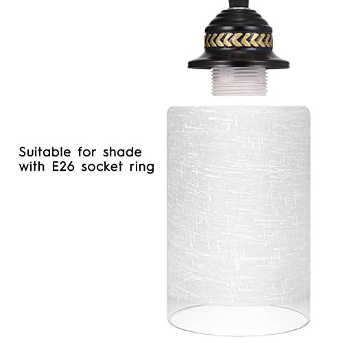 Image of Canomo White Linen Frosted Glass Lamp Shade, 6 inch x 4 inch Cylinder Light Fixture Replacement Globe with 1-5 /8-Inch Fitter, 3 Pack