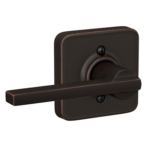 Image of SCHLAGE Latitude Non-Turning Dummy Door Handle, Reversible, Aged Bronze | Non-turning dummy lever door handle with no latch or lock, Decorative pull, One sided, Easy to install, Certified durability