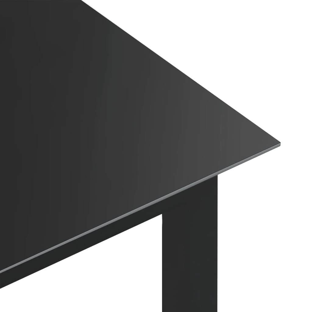 Genérico - Mesa de jardín (150 x 90 x 74 cm), color negro | Marco de aluminio resistente, bandeja de cristal fácil de limpiar, ideal para balcón o patio