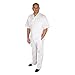 Vittorino Men's 100% Linen 2 Piece Walking Set with Long Pants and Short Sleeve Shirt, White, 40-36