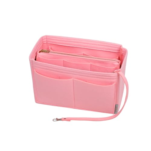 ZTUJO Purse Organizer Insert, Felt Bag Organizer with Metal Zipper, Handbag & Tote Shaper, For Speedy Neverfull Tote, 7 Sizes(Large, Light Pink) by ZTUJO - Used condition - US$22.08