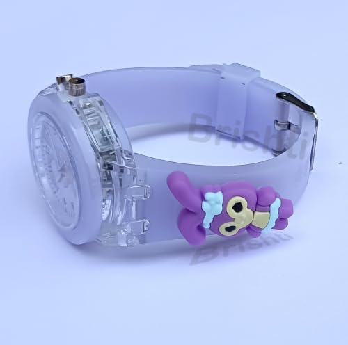 Image of Brishti 3D Cartoon Character Multicolored Glowing Digital Light and Girl's Analogue Wrist Watch | Unique 3D Cute Cartoon Character on Strap | Soft Silicone Strap | Suitable for Age 3-12 Year Kids