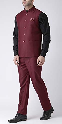 Image of hangup Men's Synthetic Notch Lapel Suit (2BasketTR Maroon 38