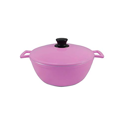 Panela Caçarola e Frigideira Rosa Tampa Aluminio Fundido N22