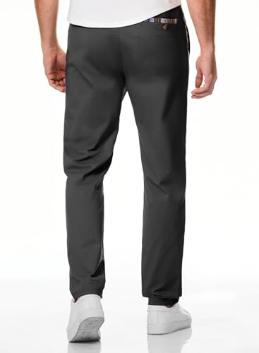 JMIERR Men's Casual Pants Cotton Twill Drawstring Elastic Waist Chino Pants with Pockets4