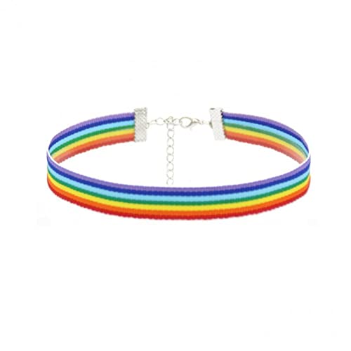 Wudaizhi Gay Pride Choker Halsketten LGBT Rainbow Ribbon Clavicilic Kette Verstellbare Halskette Accessoires Für Männer Frauen Party Geschenke