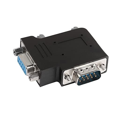 QIANRENON RS232 DB9 Male to Female 90 Degree Right Angle Adapter Extender DB9 L-Angle Connector, for Serial Communication Interface Devices, Left Bend