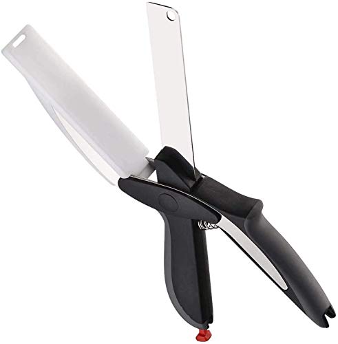 SGMSC Cutter- 2 in 1 Food Chopper/Slicer/Dicer Vegetable and Fruit Cutter Kitchen/Scissors Knife Board- Set of 1