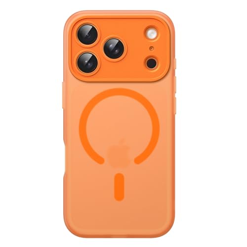 Image of JETech Magnetic Matte Case for iPhone 17 Pro Max, Orange | Compatible with MagSafe, Translucent Frosted Soft TPU Cover, Anti-Yellowing, Anti-Fingerprint, Shockproof