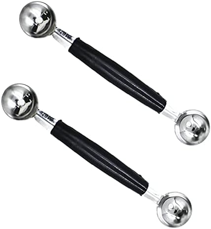 2 Pack Double Ended Headed Fruit Icecream Ball Spoon,Stainless Steel Melon Baller,Smooth Round Melon Balls Melon Scoop for Watermelon, Ice Cream, Fruits, Sorbet, Meatball