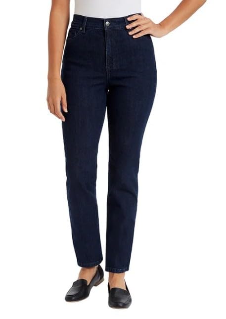 Image of Gloria Vanderbilt Ladies Amanda Stretch Denim Jeans for Women, Tapered Womens Pants, Mom Jeans, Ladies Pants - Scottsdale Blue-Madison 8 Long