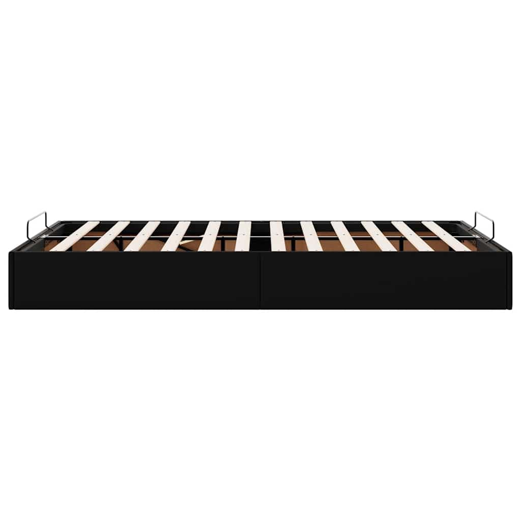 IKAYAA Letto Matrimoniale con Contenitore Struttura Letto 120 x 200 Letto Idraulico con Rete a Doghe e Telaio Letto Sollevabile con Contenitore-Nero-120 x 200 cm