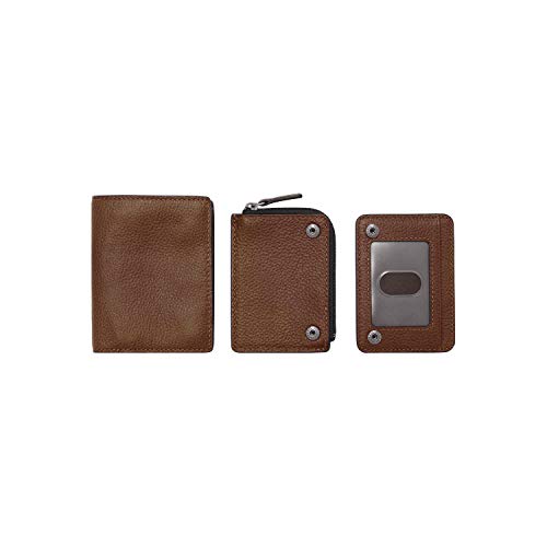 Fossil Men's Thad Leather 3-In-1 Card Case Wallet, Medium Brown #TOP18