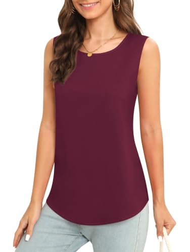 Image of Women's Sleeveless Chiffon Tank Top Business Casual Blouse Tunic Top