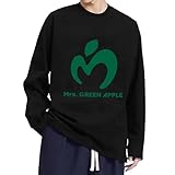 [ロニコン] Tシャツ メンズ レディース ティーシャツ ミセスグリーンアップル 長袖 綿100% T-Shirts 肩落とし 丸襟 通勤 通学 日本からの発送 Black XL