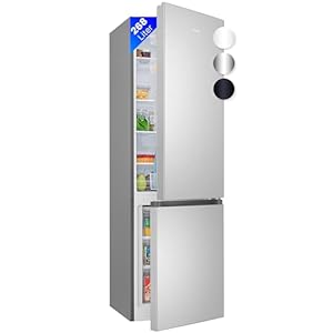 Bomann® Koelkast met vriesvak 180 cm hoog | koel-vriescombinatie 268 l met 4 planken & 3 laden | deuraanslag verwisselbaar | stille koelvriescombinatie met 36db | koelkast KG 7353 inox