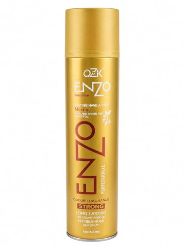 Image of ENZO OZK Ultra Shine Hair Spray for Men & Women | 24 Hours Strong Hold | Long Lasting, Non-Greasy, Flexible Styling | Odour Fragrance Hair Spray 420ml