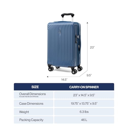Travelpro Maxlite Air Hardside Expandable Carry on Luggage, 8 Spinner Wheels, Lightweight Hard Shell Polycarbonate Suitcase, Metallic Silver, Carry On 21-Inch - Thumbnail 6