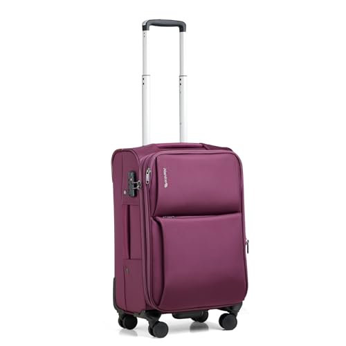 Hanke Softside Expandable 20 Inch Carry On Luggage with Wheels Airline Approved, TSA Luggage Lightweight Rolling Suitcases for Travel Carry On Bag(Purple)