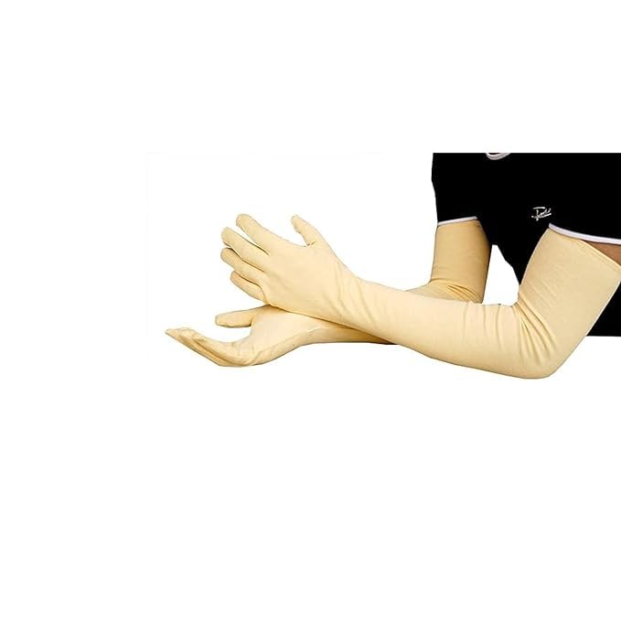Women & Men Cotton Full Hand Gloves for Biking and Driving, Dust, Pollution and Sunburn Sunlight UV Protection Gloves, Pack of 1 (Skin Color, Free) 1