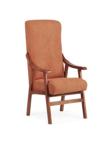 Abuelo a Gusto - Silla Brazos de Madera, Respaldo Recto, Ideal para Personas Mayores, Movilidad Reducida o Dolor Espalda. Usada en residencia y geriátricos. Tamaño: 57x69x116 cm. (Cerezo, Naranja) Cover