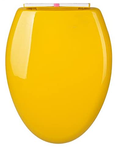 Multi-Coloured Toilet Seat Cover, Thickened Plastic Toilet Seat, Slow Down and Noise Reduction, Five Colours Available.-Yellow