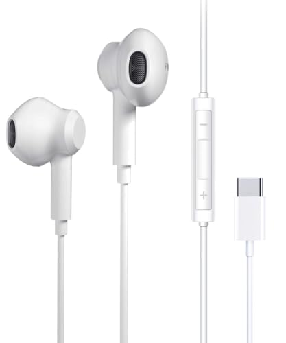Auriculares USB C, Cascos intrauditivos Tipo C con micrófono,Control de Volumen y Sonido Puro,Compatible con iPhone 16/16 Pro Max/15/15 Plus/15 Pro MAX/Samsung S20/Huawei/Xiaomi/Google/Pixel