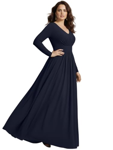 Image of KOH KOH Womens Long Sleeve Flowy Empire Waist Fall Pleated Maxi Dress