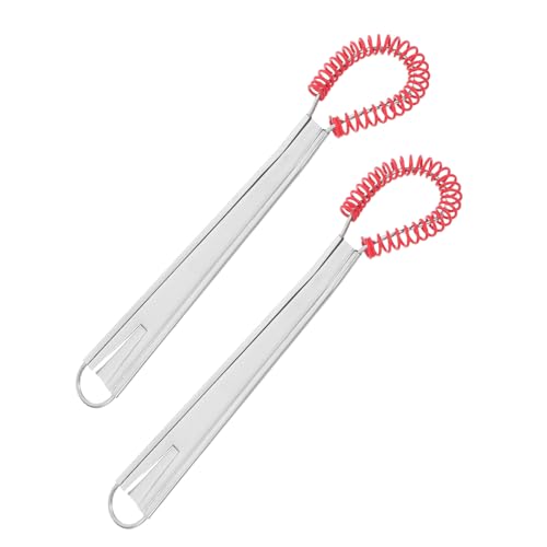 ANDRESLAD 2個 ステンレス製手動エッグビーター シリコン保護チップ付き軽量キッチン泡立て器 非粘着調理器具対応 携帯便利アウトドアや緊急