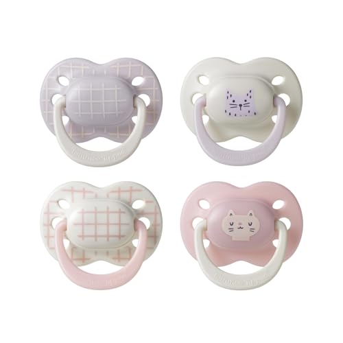 Image of Tommee Tippee Ultimate Fit Newborn Pacifiers, 0-6 Months, Extra Air Holes, Symmetrical Nipple and Shield, 100% BPA Free Silicone, Dishwasher & Sterilizer Safe, Pink and Beige, Pack of 4