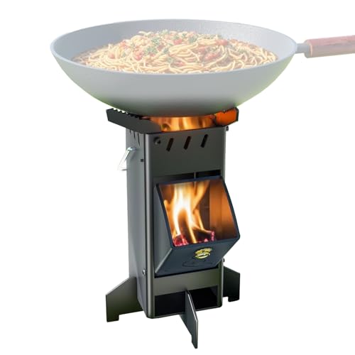 Estufa de Leña Portátil Plegable, Estufas de Leña para Cocinar al Aire Libre, Acampar y Como Kit de Supervivencia