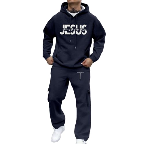 Ensemble homme deux pièces navy en taille M avec sweat à capuche imprimé