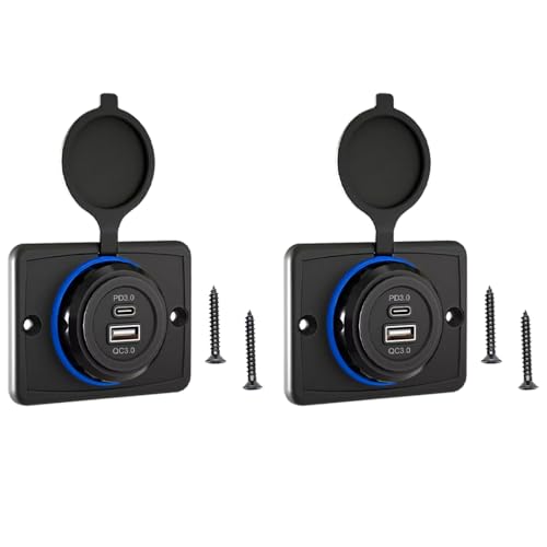 2 Pieces Camper Car USB Port Fast Charger Socket Power Outlet Panel DC PD Type C 30W