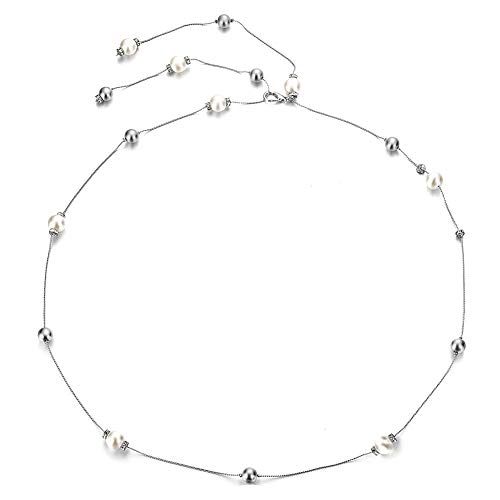 Womens Waistband Chain Thin Pearl Waist Chain for Dress Female