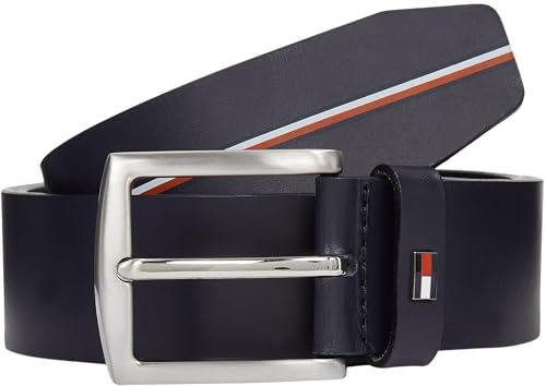 Tommy Hilfiger Herren Gürtel Denton 3,5 cm Ledergürtel, Blau (Space Blue), 100 cm