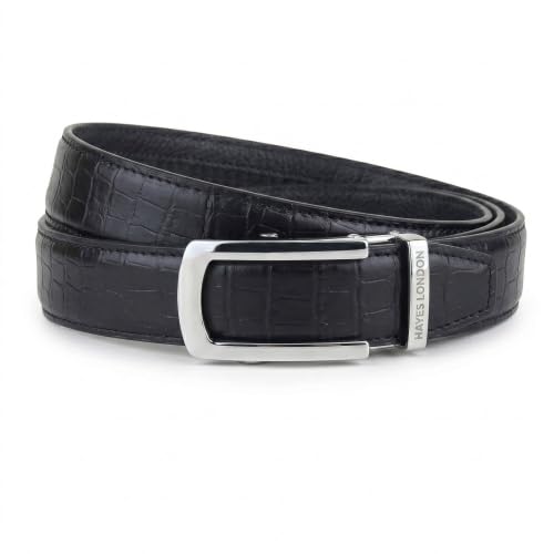 Image of HAYES LONDON Leather Ratchet Belt for Men | Adjustable No-Holes | Customizable Fit, Stylish & Effortless Buckle | Formal & Casual Wear Belts