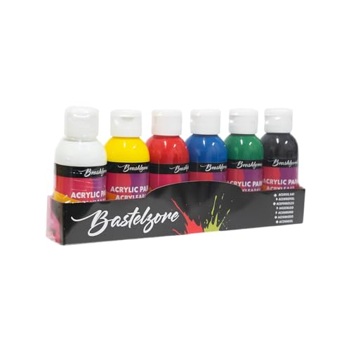 Sudor Acrylfarbe, Set mit 6 Farben, 75 ml, Holz, Stein, Airbrush-Leinwand, Farbe für professionelle Maler, Kinder und Studenten