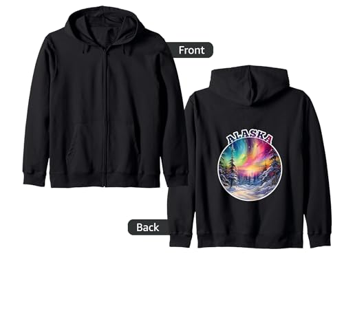 Northern Light Aurora Borealis Alaska Souvenir Alaskan Women Zip Hoodie -  Northern Lights by SRD, 4HK98WEQTPY