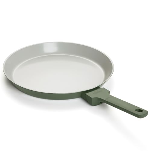 Image of Ember Cookware Arcilla Ceramic Non Stick Tawa 28 cm | 5-Year Warranty | Lightweight, Non-Toxic Roti & Chapati Pan | Matching Handle- Gas Compatible | Ceramic Cooking Tawa | Green