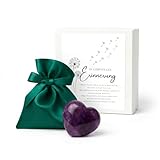 Milaboo Beileid Geschenk mit Amethyst-Herz (4 cm) – Trauerkarte “In liebevoller Erinnerung” & Samtsäckchen – Trostspender & Erinnerungsset für schwere Zeiten (Beileid - Amethyst)
