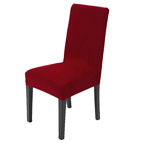 uxcell Dining Chair Cover,Stretch Bar Stool Slipcover Kitchen Chair Protector Spandex Chair Seat Cover for Home Decorative/Dining Room/Party/Wedding Burgundy Medium