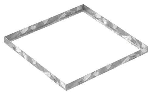 Fenau | Cadre pour caillebotis (en acier) - Dimensions : 600 x 600 x 43 mm - pour grilles d’une hauteur de 40 mm - (pour caillebotis: 590 x 590 x 40 mm)