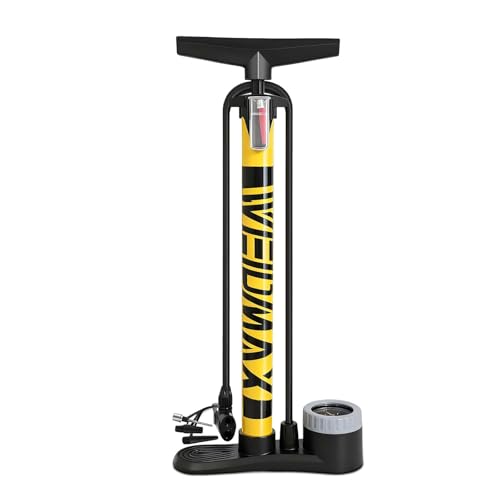 WEIDMAX - Bike Pump with Pressure Gauge, WEIDMAX 160 PSI Bike Floor Pump fits Presta & Schrader Valve Bicycle Tire Inflator Bicycle Air Pump Portable Bike Pump, Bicycle Pump with Air Ball Pump Inflator